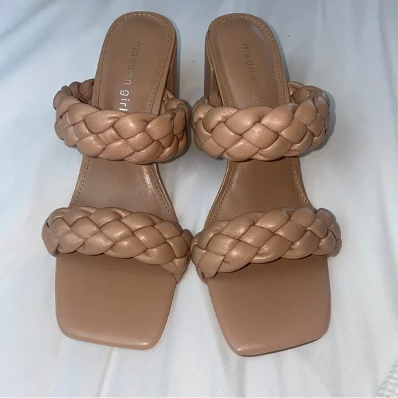 Madden Girl Tan Braided Slip On Heels 8.5 - Picture 5 of 6